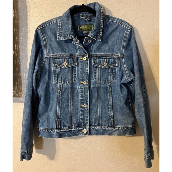 Eddie Bauer Womens Jacket Blue S Small Jean Cotton Denim Classic Washable - Picture 6 of 9